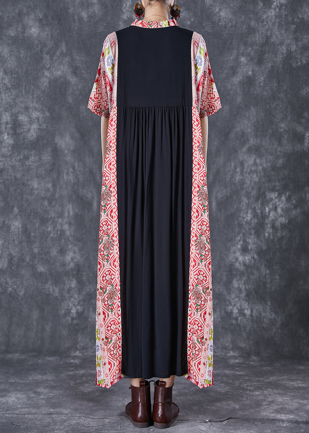 Bohemian Colorblock Ruffled Patchwork Cotton Maxi Dresses Summer LY7084 - fabuloryshop