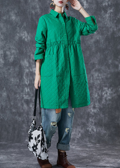 Bohemian Green Peter Pan Collar Plaid Cotton Coat Fall Ada Fashion