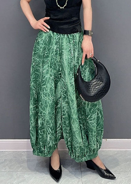 Bohemian Green Pockets Print Patchwork Cotton Harem Pants Summer LY5737 - fabuloryshop