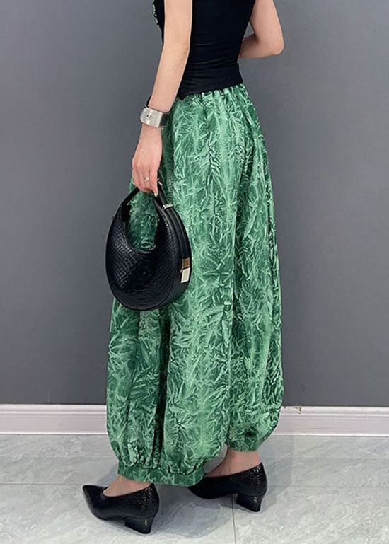 Bohemian Green Pockets Print Patchwork Cotton Harem Pants Summer LY5737 - fabuloryshop