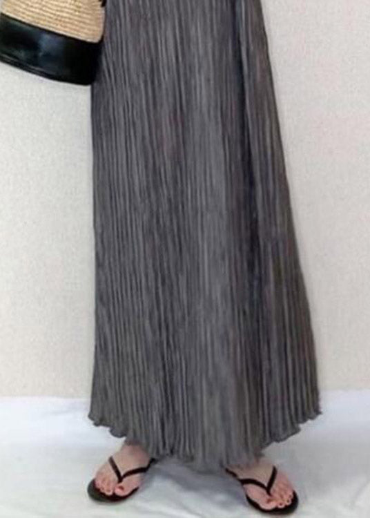 Bohemian Grey O-Neck Long Pleated Dress Summer LY2056 - fabuloryshop