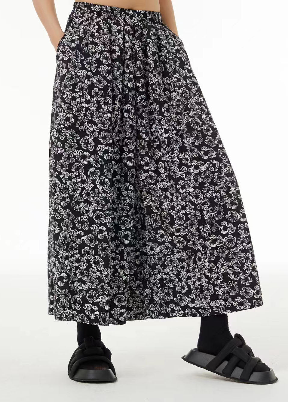 Bohemian Oversized Elastic Waist Pockets Print Wide Leg Pants Summer LC0125 - fabuloryshop