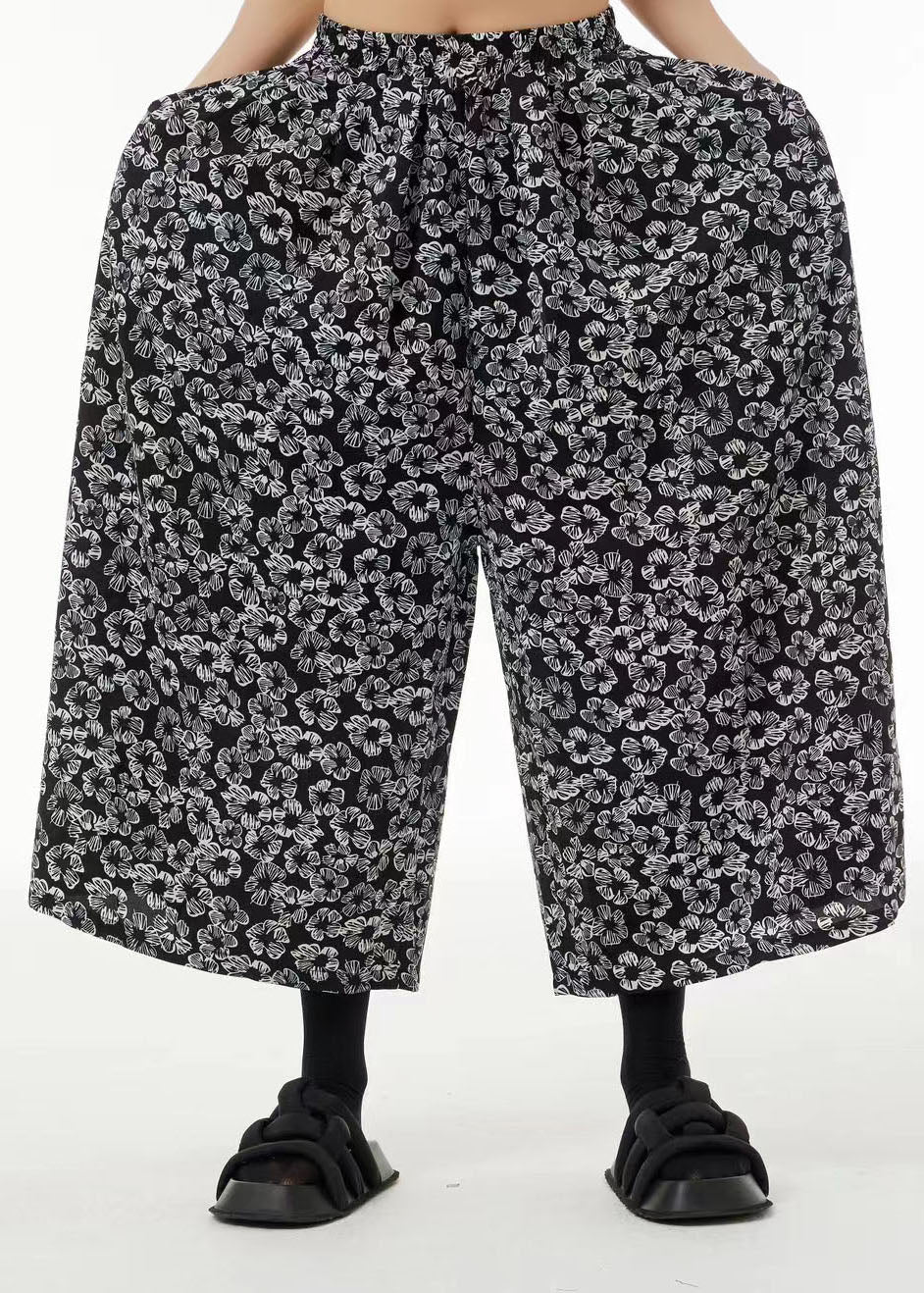 Bohemian Oversized Elastic Waist Pockets Print Wide Leg Pants Summer LC0125 - fabuloryshop