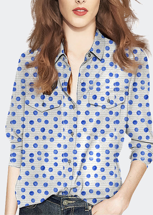 Bohemian Peter Pan Collar Dot Print Cotton Shirt Tops Spring LY0305 - fabuloryshop