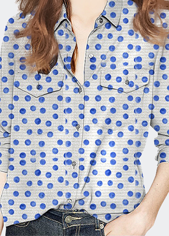 Bohemian Peter Pan Collar Dot Print Cotton Shirt Tops Spring LY0305 - fabuloryshop