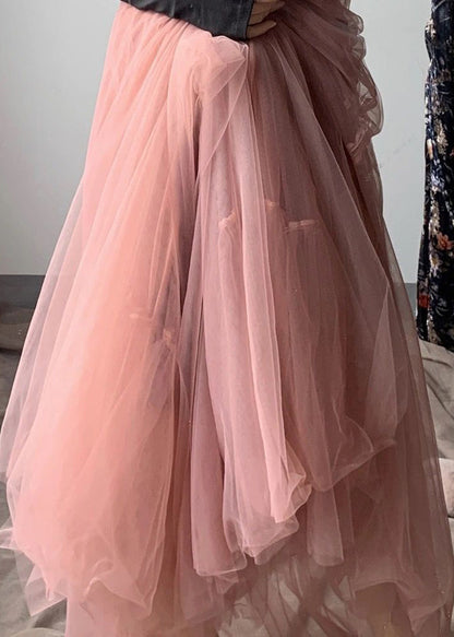 Bohemian Pink Exra Large Hem Lengthen Tulle Beach Skirts Fall Ada Fashion