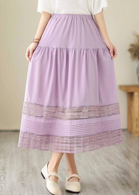 Bohemian Purple Hollow Out Patchwork Cotton Skirts Summer Ada Fashion