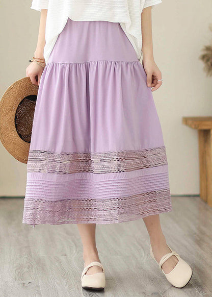 Bohemian Purple Hollow Out Patchwork Cotton Skirts Summer Ada Fashion