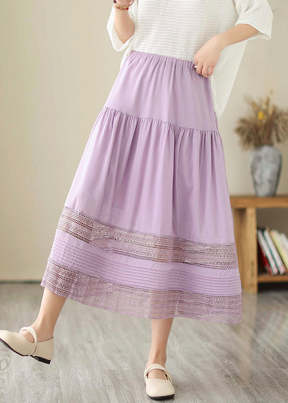 Bohemian Purple Hollow Out Patchwork Cotton Skirts Summer Ada Fashion