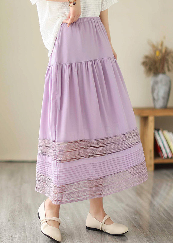 Bohemian Purple Hollow Out Patchwork Cotton Skirts Summer Ada Fashion