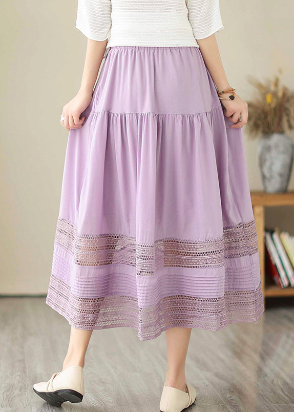 Bohemian Purple Hollow Out Patchwork Cotton Skirts Summer Ada Fashion