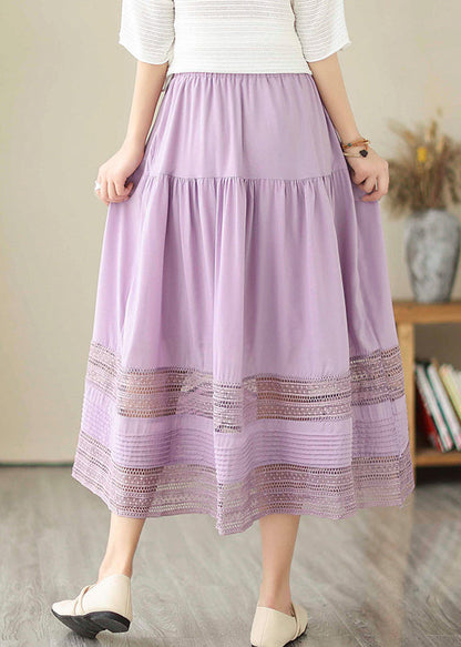 Bohemian Purple Hollow Out Patchwork Cotton Skirts Summer Ada Fashion