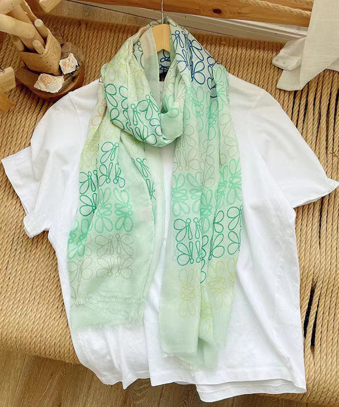 Bohemian Versatile Light Green Print Cotton Scarf Ada Fashion