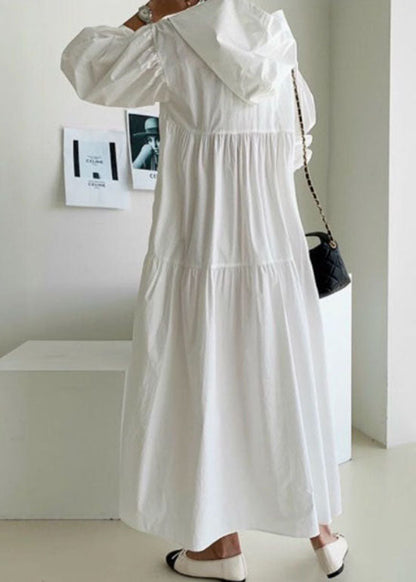 Bohemian White Hooded Patchwork Cotton Maternity Dresses Spring LY1974 - fabuloryshop