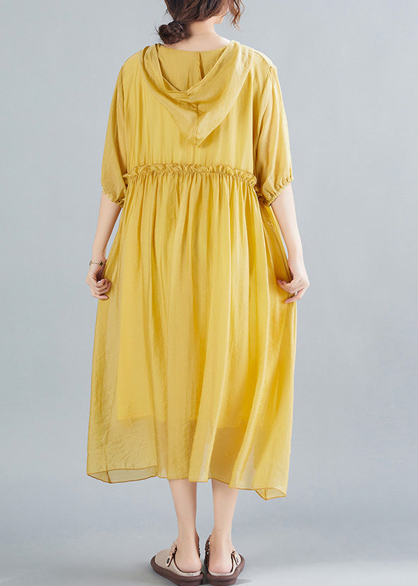 Bohemian Yellow V Neck Patchwork Solid Maxi Dress Summer LY0667