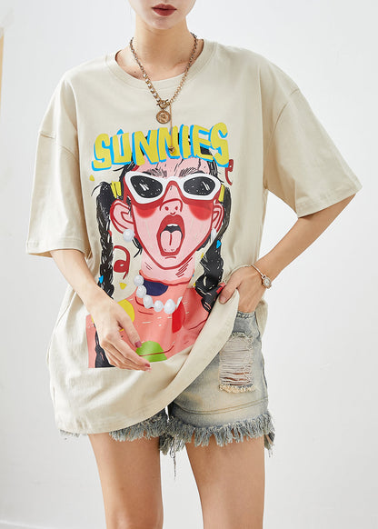 Boho Apricot Oversized Print Cotton Tank Summer Ada Fashion