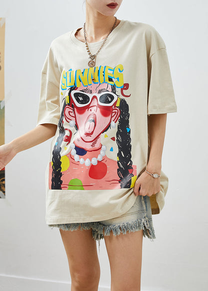 Boho Apricot Oversized Print Cotton Tank Summer Ada Fashion