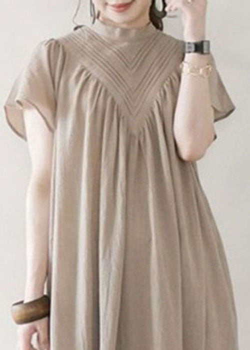 Boho Beige V Neck Oversized Cotton Long Dress Summer LY1362 - fabuloryshop