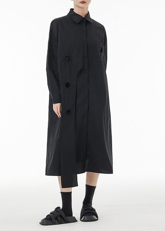 Boho Black Asymmetrical Patchwork Cotton Maxi Dresses Spring TS1071 - fabuloryshop