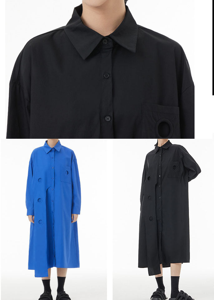 Boho Black Asymmetrical Patchwork Cotton Maxi Dresses Spring TS1071