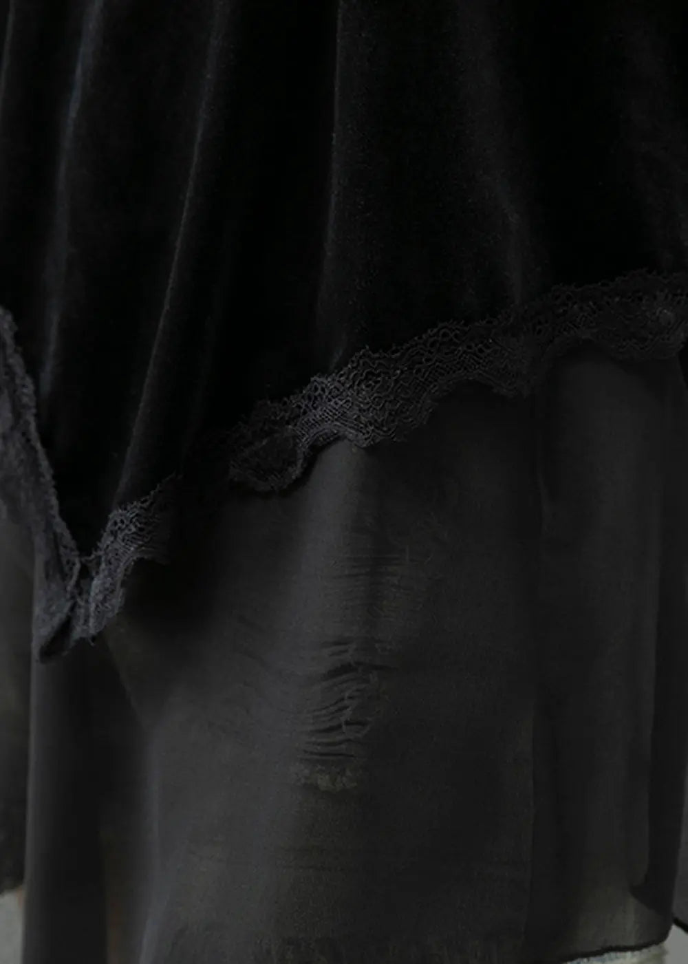 Boho Black Asymmetrical Patchwork Silk Velour Blouse Tops Fall Ada Fashion