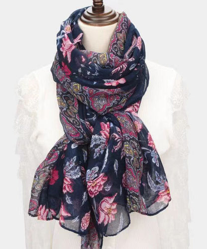 Boho Black Print Soft Comfy Cotton Scarf Ada Fashion