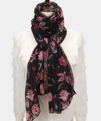 Boho Black Print Soft Comfy Cotton Scarf Ada Fashion