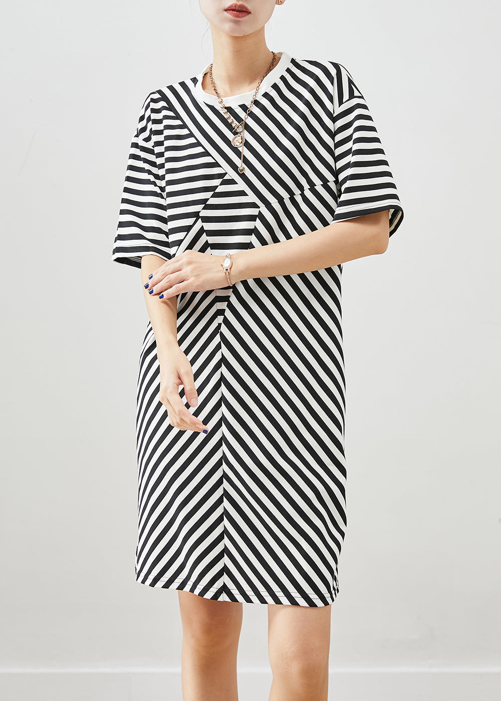 Boho Black Striped Cotton Vacation Dresses Summer Ada Fashion