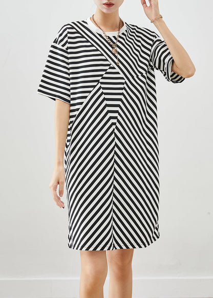 Boho Black Striped Cotton Vacation Dresses Summer Ada Fashion