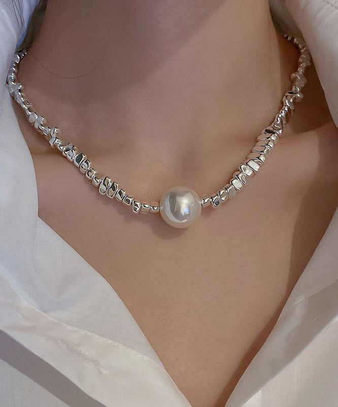 Boho Copper Asymmetricar Geometric Pearl Necklace - fabuloryshop