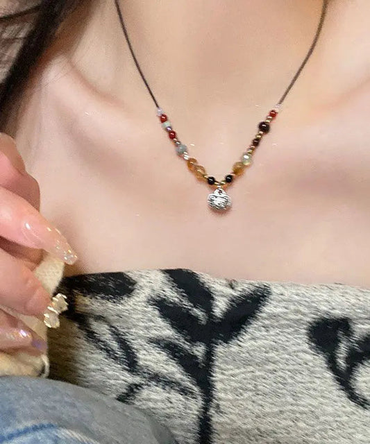 Boho Copper Pearl Agate Pendant Necklace Ada Fashion