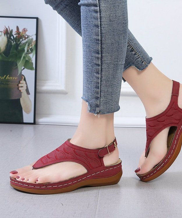 Boho Faux Leather Peep Toe Buckle Strap Splicing Blue Platform Sandals LY2692 - fabuloryshop