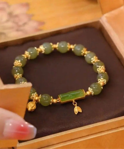 Boho Green Jade Bamboo Charm Bracelet Ada Fashion