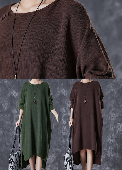 Boho Green Oversized Low High Design Linen Maxi Dresses Fall TD1060 - fabuloryshop