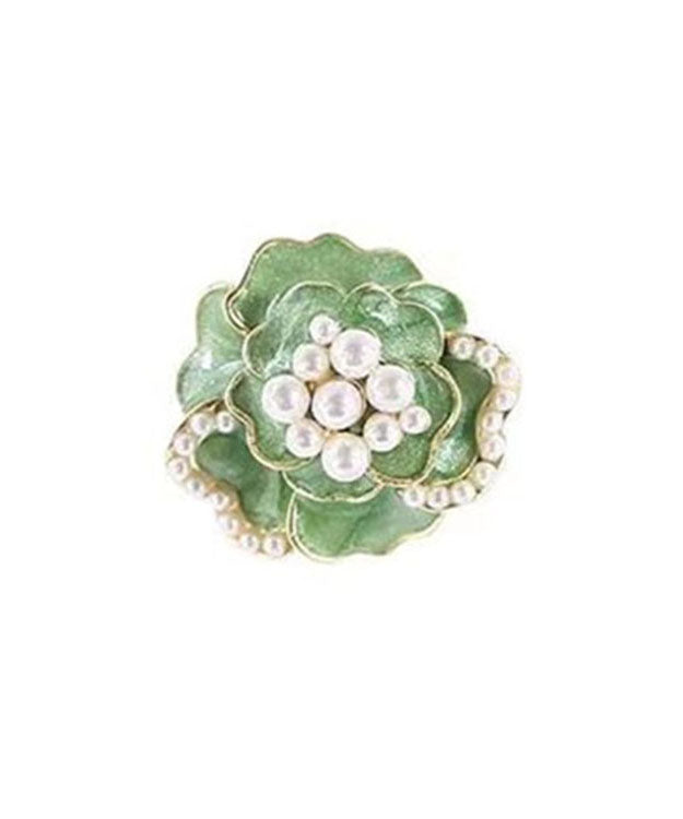 Boho Green Sterling Silver Copper Pearl Floral Stud Earrings TW1030 - fabuloryshop