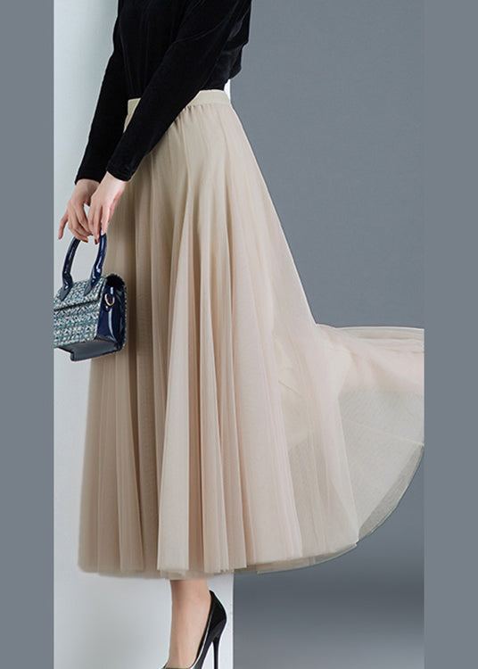 Boho Grey Tulle Pleated Fall Skirts