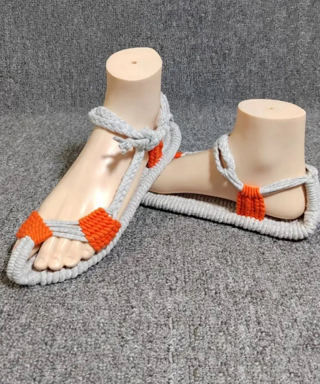 Boho Handmade Knit Fabric Hollow Out Walking Sandals Ada Fashion