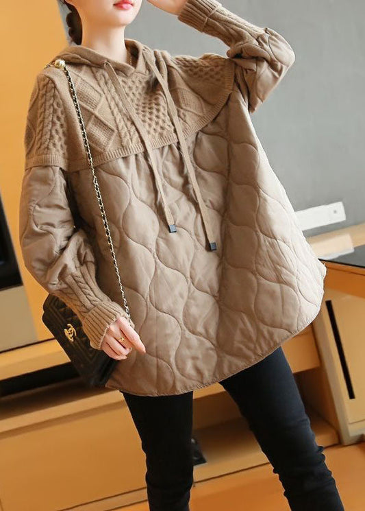 Boho Khaki Oversized Patchwork Knit Sweatshirts Top Spring LY1443 - fabuloryshop