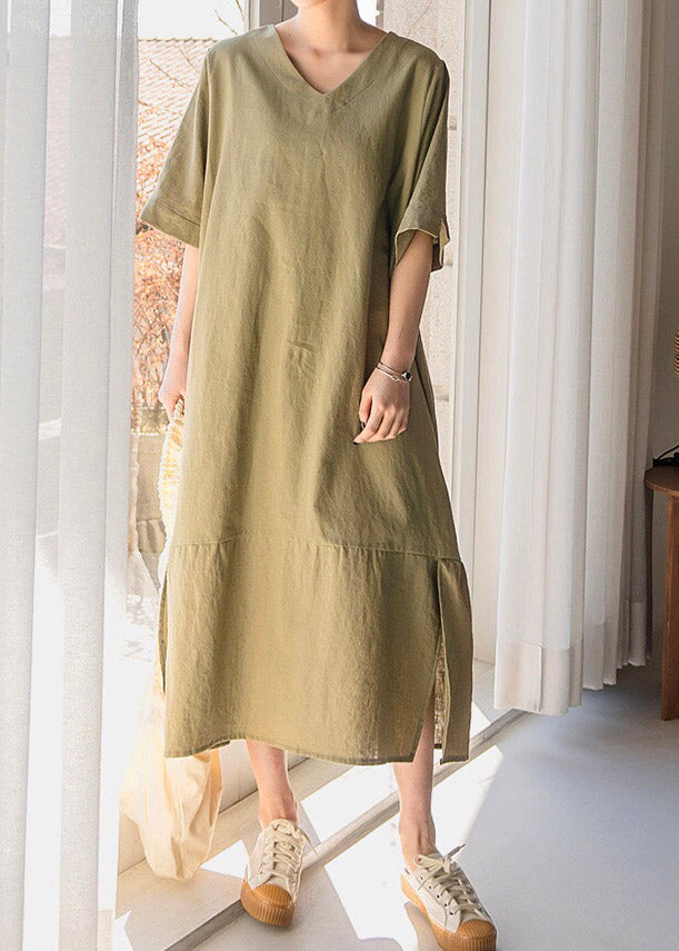 Boho Light Green O-Neck Patchwork Long Dresses Summer LY2160 - fabuloryshop