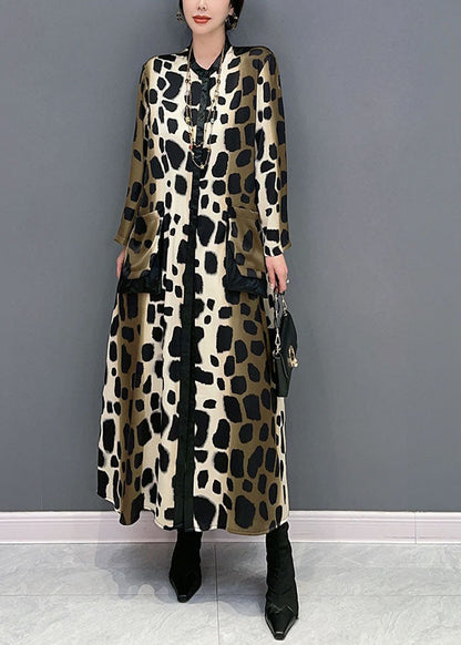 Boho Oversized Leopard Print Silk Long Dress Spring LY1598 - fabuloryshop