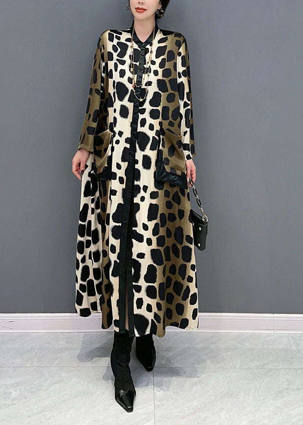 Boho Oversized Leopard Print Silk Long Dress Spring LY1598 - fabuloryshop