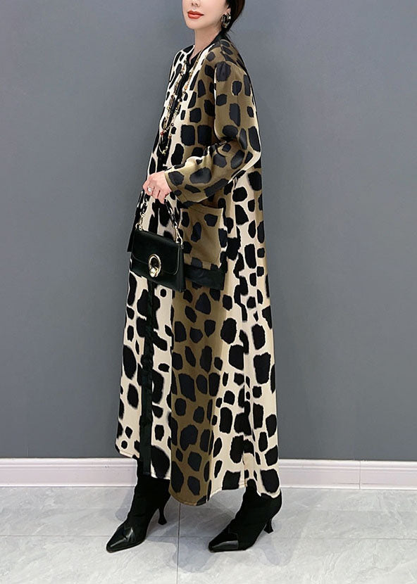 Boho Oversized Leopard Print Silk Long Dress Spring LY1598 - fabuloryshop