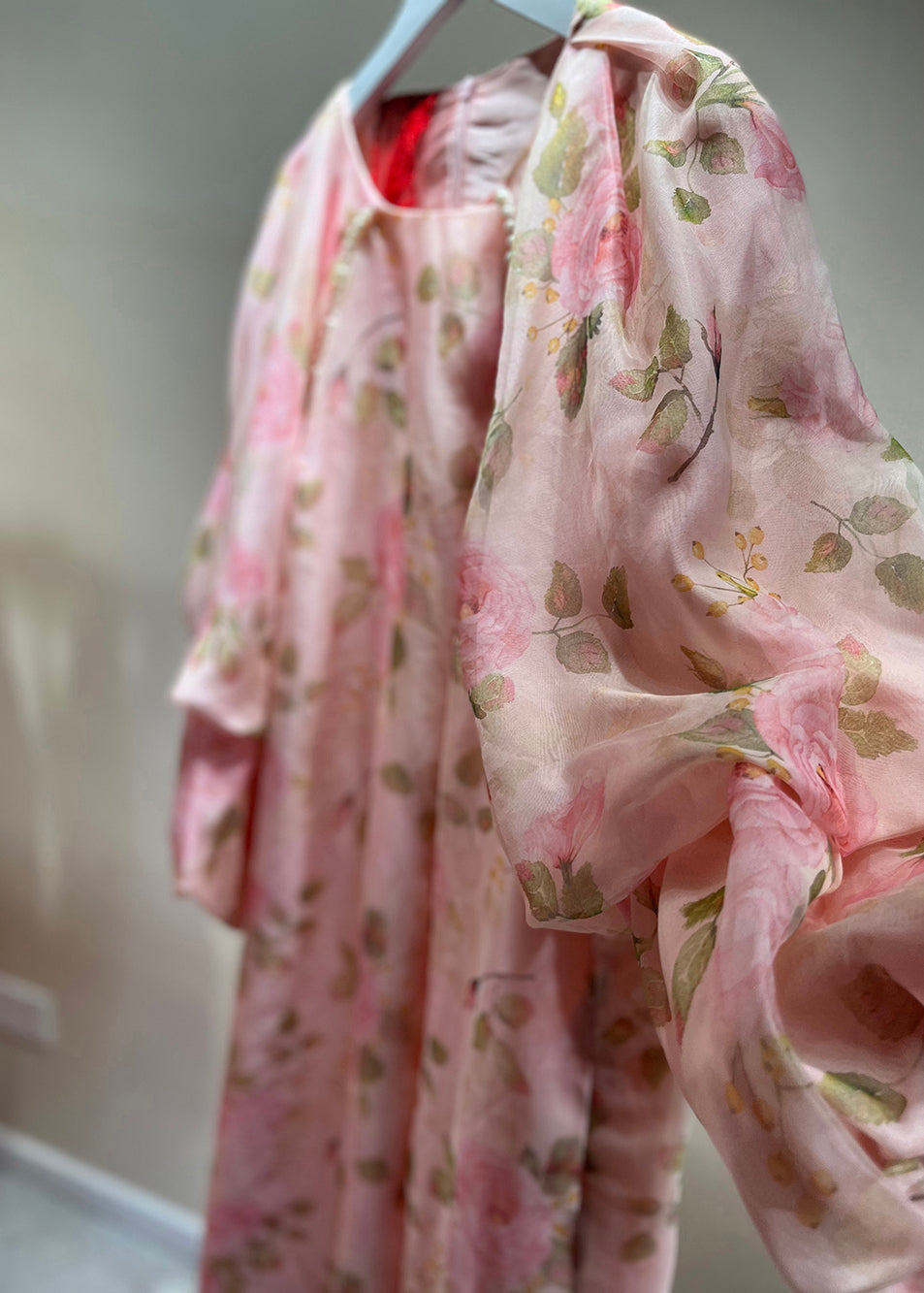 Boho Pink Pearl Print Patchwork Tulle Dress Fall Ada Fashion