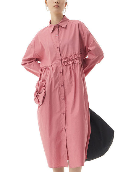 Boho Pink Ruffled Patchwork Cotton Shirts Dresses Spring LY1171 - fabuloryshop