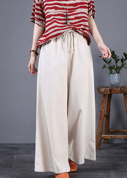 Boho Purple Pockets Elastic Waist Cotton Wide Leg Pants Summer LY5694 - fabuloryshop