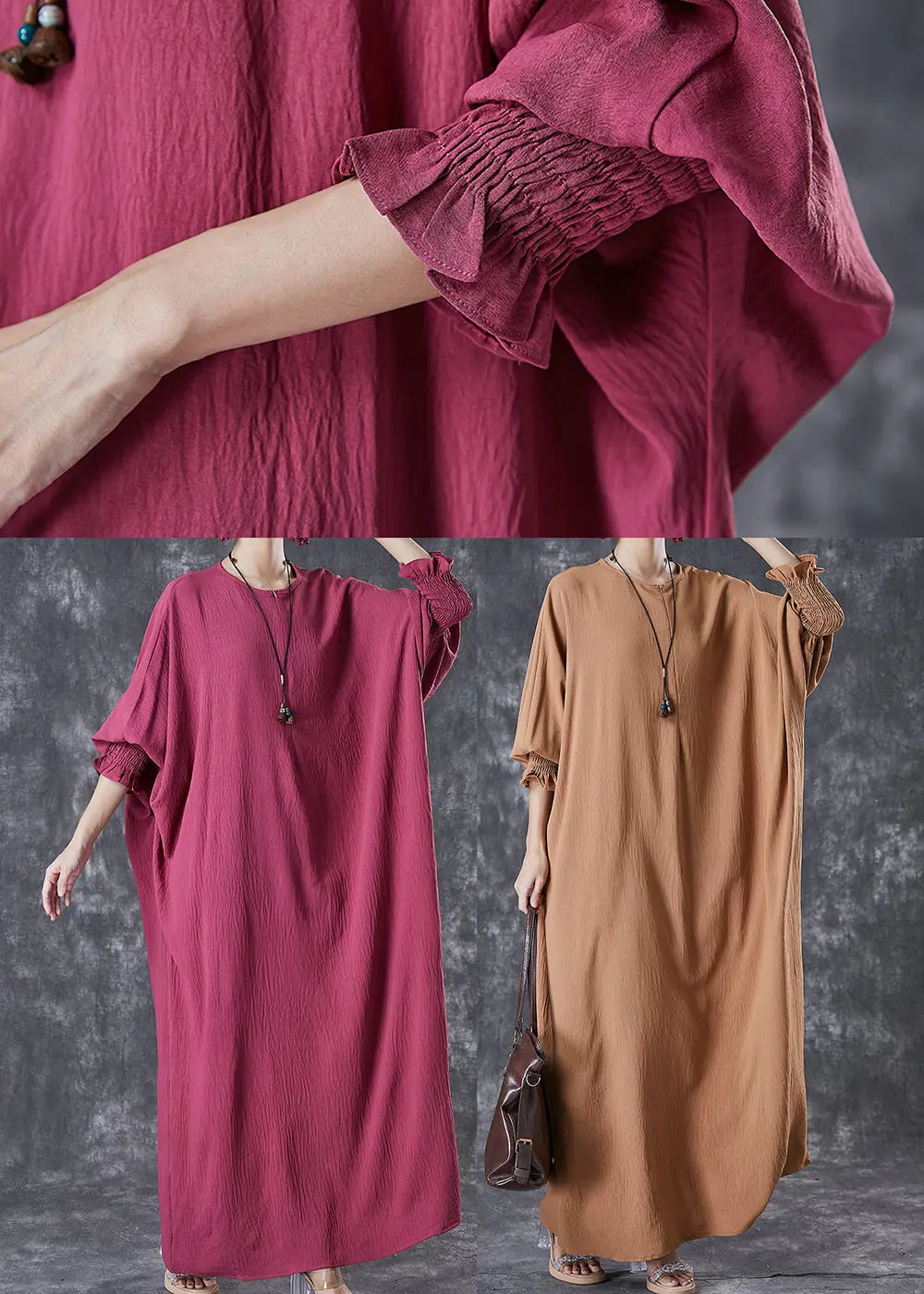 Boho Red Oversized Lengthen Cotton Robe Dresses Fall Ada Fashion