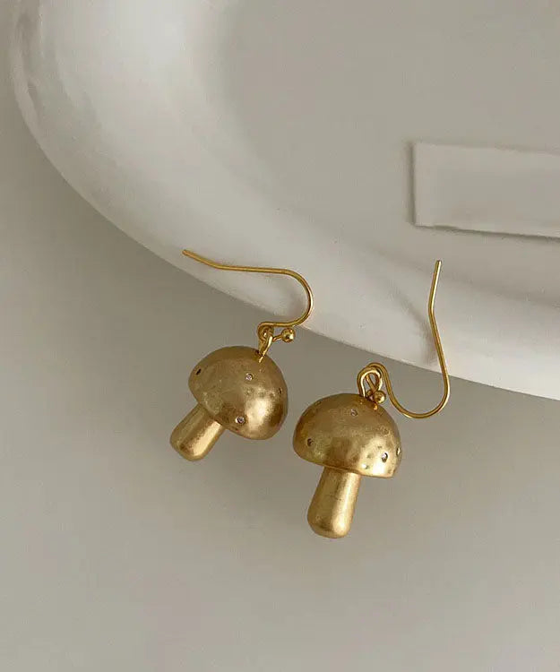 Boho Silk Sterling Silver Overgild Mushroom Drop Earrings Ada Fashion