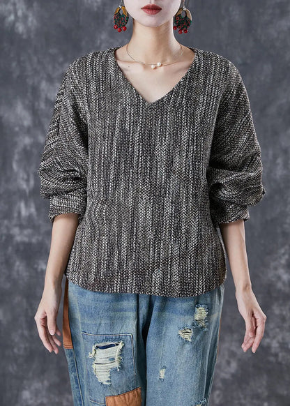 Boho V Neck Oversized Cotton Blouse Tops Lantern Sleeve Ada Fashion