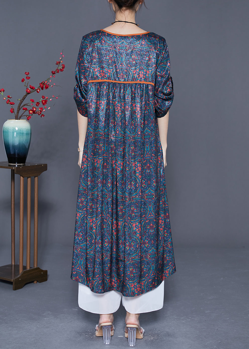 Boutique Black Oversized Patchwork Print Silk Dresses Summer LY5367 - fabuloryshop