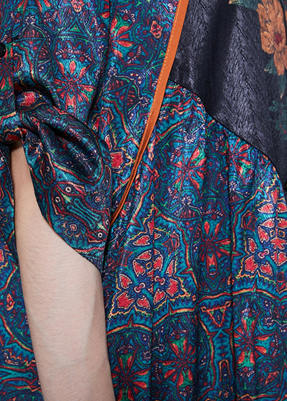 Boutique Black Oversized Patchwork Print Silk Dresses Summer LY5367 - fabuloryshop